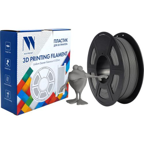 -/ Филамент NVPRINT PLA Matte Grey для 3D печати диаметр 1.75мм длина 330 метров масса 1 кг -/ Филамент NVPRINT PLA Matte Grey для 3D печати диаметр 1.75мм длина 330 метров масса 1 кг