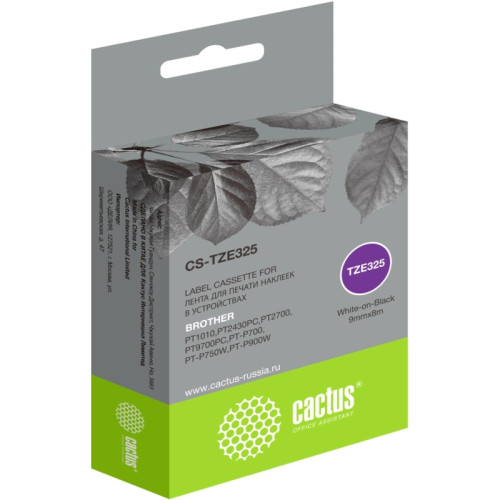 Картридж ленточный Cactus CS-TZE325 TZE-325 белый на черном 9x8 для Brother 1010/1280/1280VP/2700VP Картридж ленточный Cactus CS-TZE325 TZE-325 белый на черном 9x8 для Brother 1010/1280/1280VP/2700VP