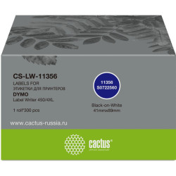 -/ Этикетки Cactus CS-LW-11356 сег.:89x41мм черный белый 300шт/рул Dymo Label Writer 450/4XL