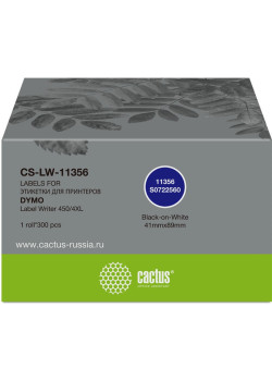 -/ Этикетки Cactus CS-LW-11356 сег.:89x41мм черный белый 300шт/рул Dymo Label Writer 450/4XL