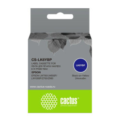 Картридж ленточный Cactus CS-LK6YBP LK-6YBP черный на желтом 24x9 для Epson LW700/LW600P/LW1000P/Z700/Z900