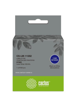 -/ Этикетки Cactus CS-LW-11352 сег.:54x25мм черный белый 500шт/рул Dymo Label Writer 450/4XL