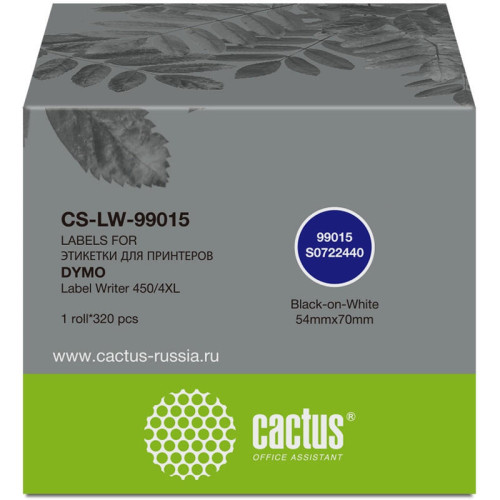 -/ Этикетки Cactus CS-LW-99015 сег.:70x54мм черный белый 320шт/рул Dymo Label Writer 450/4XL