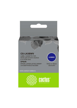 Картридж ленточный Cactus CS-LK5BWV LK-5BWV белый на черном 18x9 для Epson LW400/LW700/LW600P/LW1000P/K400/Z700/Z900