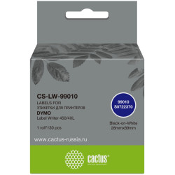 -/ Этикетки Cactus CS-LW-99010 сег.:89x28мм черный белый 130шт/рул Dymo Label Writer 450/4XL
