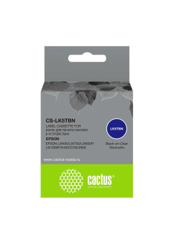 Картридж ленточный Cactus CS-LK5TBN LK-5TBN черный на прозрачном 18x9 для Epson LW400/LW700/LW600P/LW1000P/K400/Z700/Z900