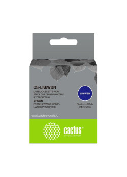 Картридж ленточный Cactus CS-LK6WBN LK-6WBN черный на белом 24x9 для Epson LW700/LW600P/LW1000P/Z700/Z900