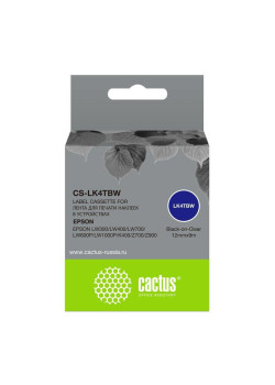 Картридж ленточный Cactus CS-LK4TBW LK-4TBW черный на прозрачном 12x9 для Epson LW300/LW400/LW700/LW600P/LW1000P/K400/Z700/Z900