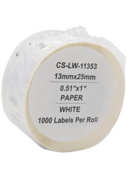 -/ Этикетки Cactus CS-LW-11353 сег.:25x13мм черный белый 1000шт/рул Dymo Label Writer 450/4XL