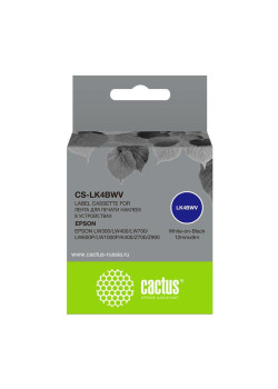 Картридж ленточный Cactus CS-LK4BWV LK-4BWV белый на черном 12x9 для Epson LW300/LW400/LW700/LW600P/LW1000P/K400/Z700/Z900