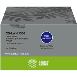-/ Этикетки Cactus CS-LW-11356 сег.:89x41мм черный белый 300шт/рул Dymo Label Writer 450/4XL