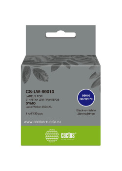 -/ Этикетки Cactus CS-LW-99010 сег.:89x28мм черный белый 130шт/рул Dymo Label Writer 450/4XL