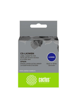 Картридж ленточный Cactus CS-LK5WBN LK-5WBN черный на белом 18x9 для Epson LW300/LW400/LW700/LW600P/LW1000P