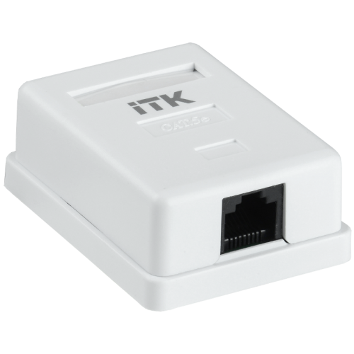 Настенная информационная розетка RJ45 8P8C, кат.5Е, UTP, 1-порт, белая