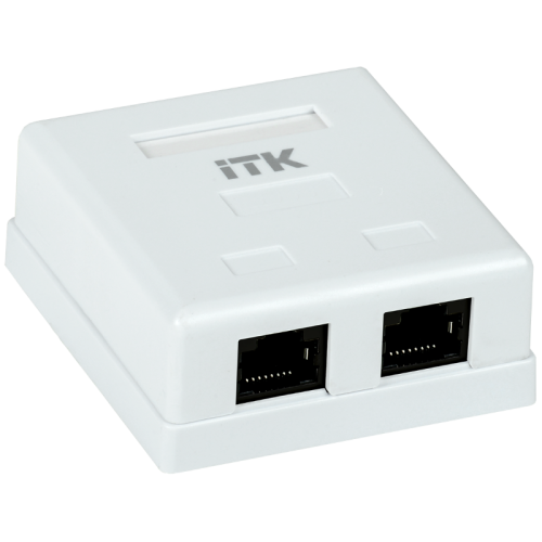 Настенная информационная розетка RJ45 8P8C, кат.5Е UTP, 2-порта, белая