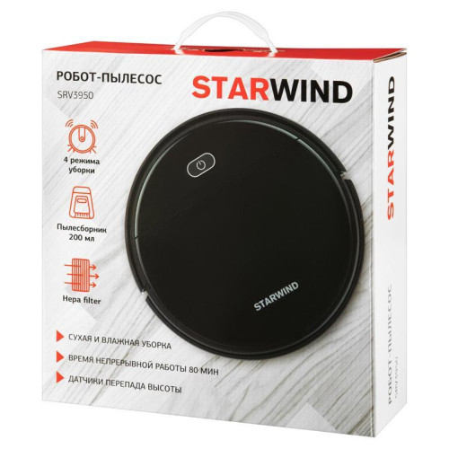 Пылесос-робот/ Пылесос-робот Starwind SRV3950 18Вт черный Пылесос-робот/ Пылесос-робот Starwind SRV3950 18Вт черный