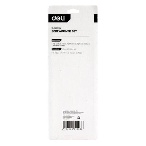 Набор отверток Deli DL620004 4шт SL5x100 + SL6x150 + PH1x100 + PH2x150 Набор отверток Deli DL620004 4шт SL5x100 + SL6x150 + PH1x100 + PH2x150