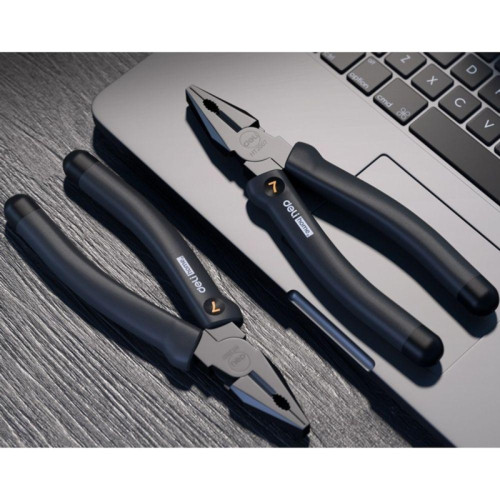 Пассатижи Deli  Home Series Black HT2007 180мм, эксклюзивный дизайн, рукоятка из высококачественного софттач пластика