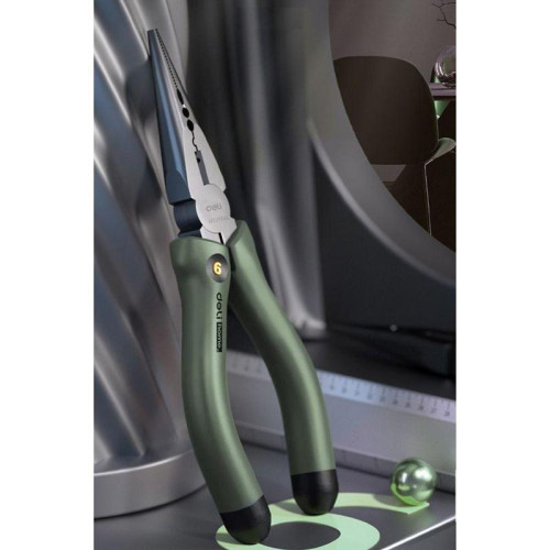 Длинногубцы Deli Home Series Green HT2106L 160мм, эксклюзивный дизайн, рукоятка из высококачественного софттач пластика Длинногубцы Deli Home Series Green HT2106L 160мм, эксклюзивный дизайн, рукоятка из высококачественного софттач пластика