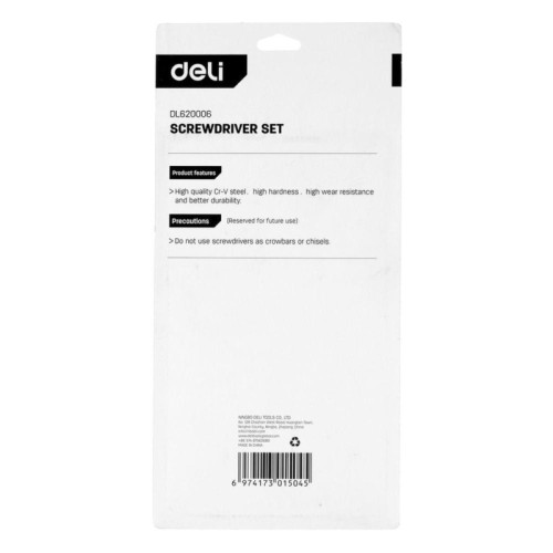 Набор отверток Deli DL620006 6шт SL5x75 + SL5x100 + SL6x150 + PH1x75 + PH1x100 + PH2x150 Набор отверток Deli DL620006 6шт SL5x75 + SL5x100 + SL6x150 + PH1x75 + PH1x100 + PH2x150