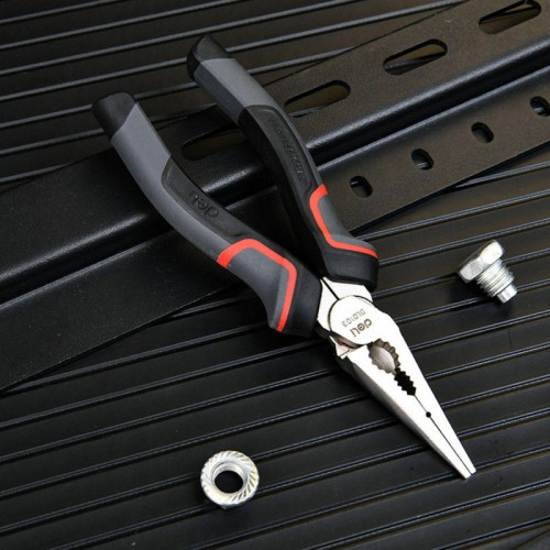 Удлиненные плоскогубцы Deli DL0104 200мм, Cr-V, эксцентриковый шарнир, антикоррозийное покрытие, трехкомпонентная прорезиненная рукоять