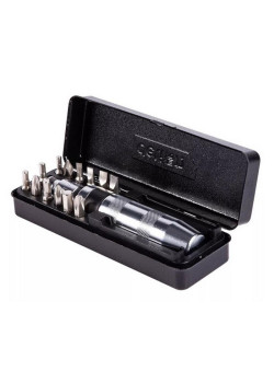 Ударно-поворотная отвертка с набором бит 13 шт Deli DL8901 (PH1, PH2x2, PH3, PH4, SL5, SL6, SL8, SL9, H4, H5, H6, H8), Cr-V, пласт. кейс