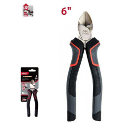 Диагональные бокорезы Deli DL0204 160мм, Cr-V, эксцентриковый шарнир, антикоррозийное покрытие, трехкомпонентная прорезиненная рукоять