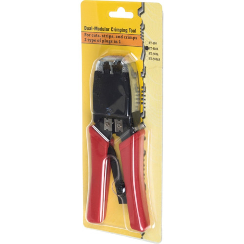 Инструмент обжимной для RJ45, RJ12, RJ11 с храповым мех. и вертикальным положением обжима, сине-оранжевый