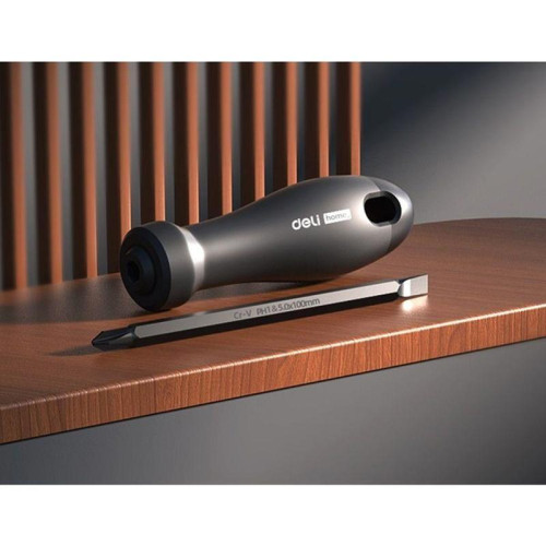 Двухсторонняя отвертка Home Series Black Deli HT1055 SL5+PH1, длина жала 100мм, эксклюзивный дизайн, рукоятка из высококачественного софттач пластика