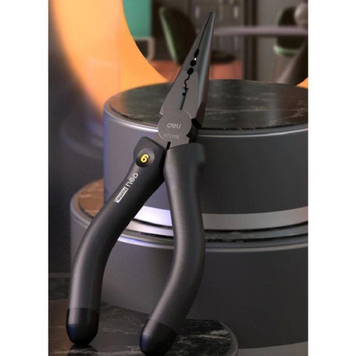 Длинногубцы Deli Home Series Black HT2106 160мм, эксклюзивный дизайн, рукоятка из высококачественного софттач пластика Длинногубцы Deli Home Series Black HT2106 160мм, эксклюзивный дизайн, рукоятка из высококачественного софттач пластика