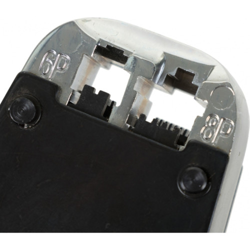 Инструмент обжимной для RJ45, RJ12, RJ11 с храповым мех. и вертикальным положением обжима, сине-оранжевый