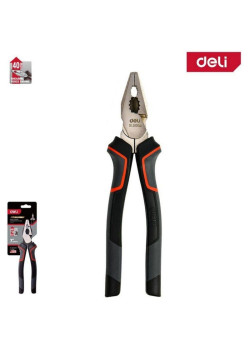 Комбинированные плоскогубцы Deli DL0004 180мм, Cr-V, эксцентриковый шарнир, антикоррозийное покрытие, трехкомпонентная прорезиненная рукоять