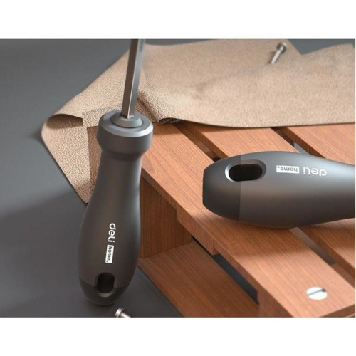 Двухсторонняя отвертка Home Series Black Deli HT1055 SL5+PH1, длина жала 100мм, эксклюзивный дизайн, рукоятка из высококачественного софттач пластика