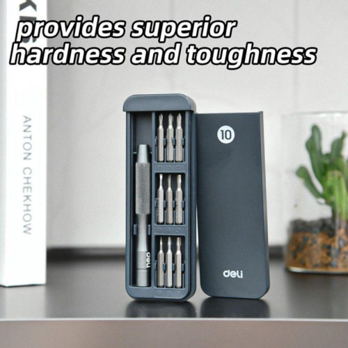 Набор прецизионных отверток Deli DL241010J (отвертка + 9 бит), сталь Cr-V