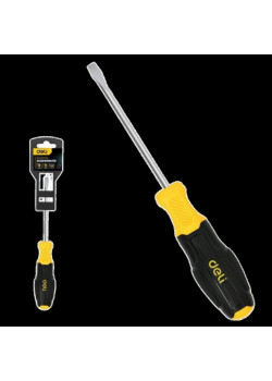 Шлицевая отвертка Deli DL6331001N 3х100мм сталь Cr-V, двухкомпонентная прорезиненная рукоять