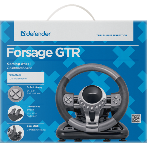 Defender Игровой руль Forsage GTR USB, 12 кнопок, рычаг передач