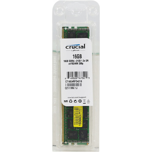 Память оперативная/ Crucial 16GB DDR4 2133 MT/s (PC4-2133) CL15 DR x4 ECC Registered DIMM 288pin