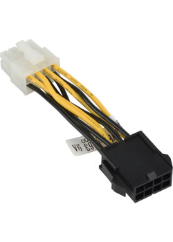 Кабель/ PCIe 8 pin male(black) to CPU 8 pin female(white) power adapter, 5cm, 18AWG