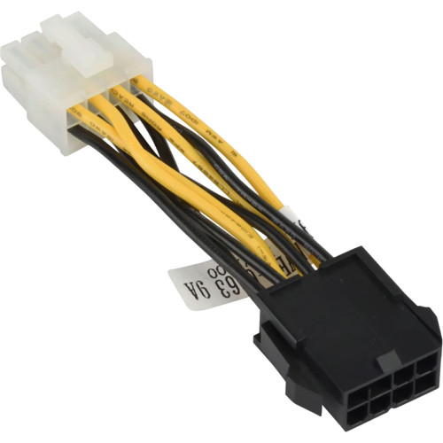 Кабель/ PCIe 8 pin male(black) to CPU 8 pin female(white) power adapter, 5cm, 18AWG