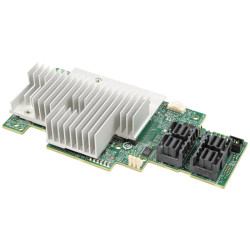 Плата контроллера RAID-массива/ Intel Integrated RAID Module RMS3AC160 with dual core Avago 3316, 12 Gbit/s, Cache 2GB, SAS/SATA, 16 int ports, RAID 0, 1, 10, 5, 50, 6, 60, mezzanine card, vertical connectors