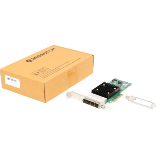 Контроллер/ Broadcom 9500-16e HBA, Low Profile Bracket, FH (attached), PCIe Gen4 x8 LP, Tri-Mode SAS/SATA/NVMe 12G HBA, 16port(4*ext SFF8644), SAS3816
