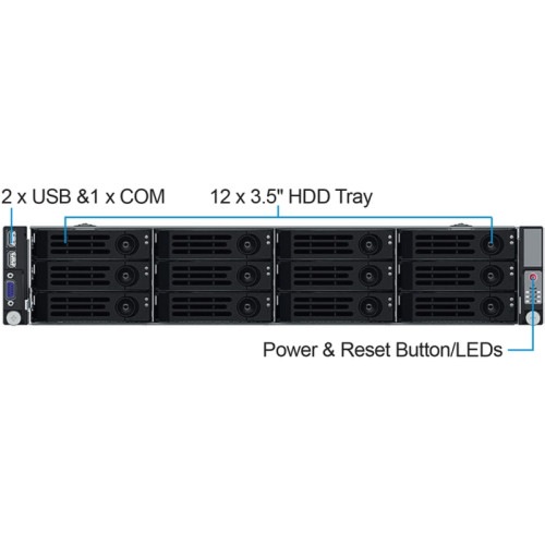 Серверный корпус/ 2U chassis; E-ATX, ATX, Micro-ATX, Mini-ITX MBs; 12 x 3.5