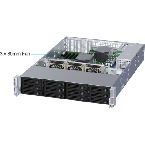 Серверный корпус/ 2U chassis; E-ATX, ATX, Micro-ATX, Mini-ITX MBs; 12 x 3.5