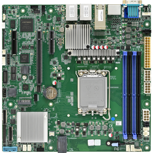 Материнская плата для сервера/ MOTHER BOARD / DUBHE / M22-1717-017X01 supports single Intel® Arrow Lake-S family processors with up to 24 CPU cores and TDP up to 125W. It supports up to 192G DDR5 ECC/Non-ECC UDIMMs with 4 memory slots and memory speeds up