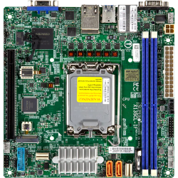 Системная плата/ MB Supermicro X13SCL-IF Mini-ITX, 1x LGA1700 Intel® Xeon ® 6300-series/ E-2400/Pentium®, Intel® C262, 2x UDIMM Up to 64GB 4800MT/s ECC DDR5, 6x SATA3, 1x M.2 PCIe 4.0 x4  (M-key 2280), 1x PCIe 5.0 x16, 1x PCIe 4.0 x4, 2x LAN with 1GbE wit