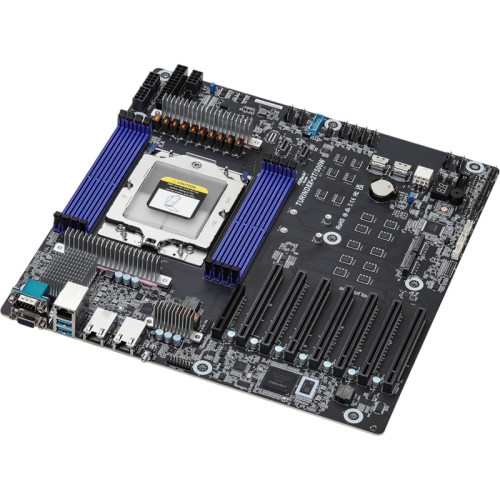 Материнская плата/ ASRock TURIND8X-2T/500W, EEB, 1x SP5 (LGA 6096) AMD EPYC™ 9005/9004, 8x DDR5 RDIMM, RDIMM-3DS, 4x PCIe5.0 / CXL2.0 x16*, 3x PCIe5.0 x16, 1x PCIe5.0 x8**, 2x MCIO** (PCIe5.0 x4 or 4 SATA 6Gb/s), 1x MCIO (PCIe5.0 x4 or 4 SATA 6Gb/s), 1x M