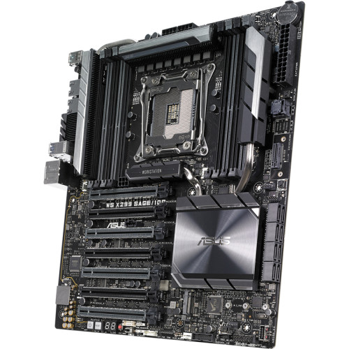 Материнская плата/ ASUS WS X299 SAGE 10G; 1 x  Intel Socket 2066 X-Series Processors ; 8 or 4 x DIMM DDR4 Non-ECC, Un-buffered Memory; 7 x PCIe 3.0 x16 (single x16 or dual x16/x16 or triple x16/x16/x16 or quad x16/x16/x16/x16 or seven x16/x8/x8/x8/x8/x8/x