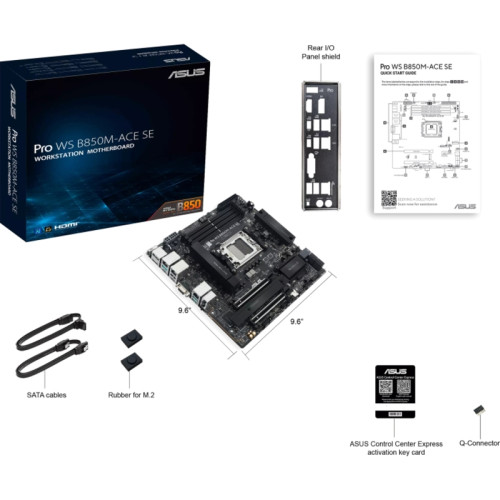 Материнская плата ASUS PRO WS B850M-ACE SE AM5 mATX 4xDDR5 2xPCIEx16 2xM.2 2хUSB-C DP HDMI VGA 10GLAN 2.5GLAN