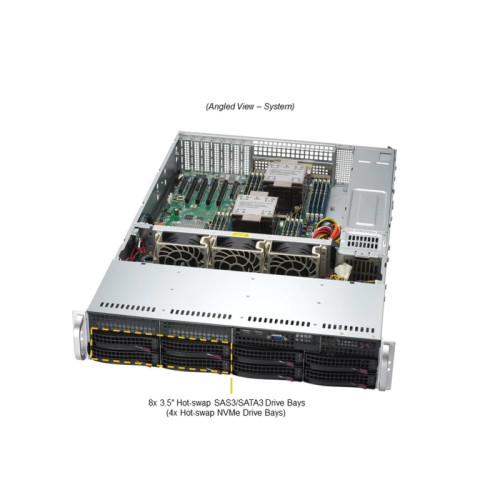 Серверная платформа/ SYS-621P-TRT (bundle6): 2U / 2x LGA-4677 / 16x DDR5 RDIMM / 8x3.5 SATA/SAS*/NVME* / 4 PCIe 5.0 x16 LP / 2 PCIe 5.0 x8 LP / 2x PCIe 4.0 x2 NVMe M.2 / 2-Port 10GbE RJ45 / TPM / 2x 1200W Power