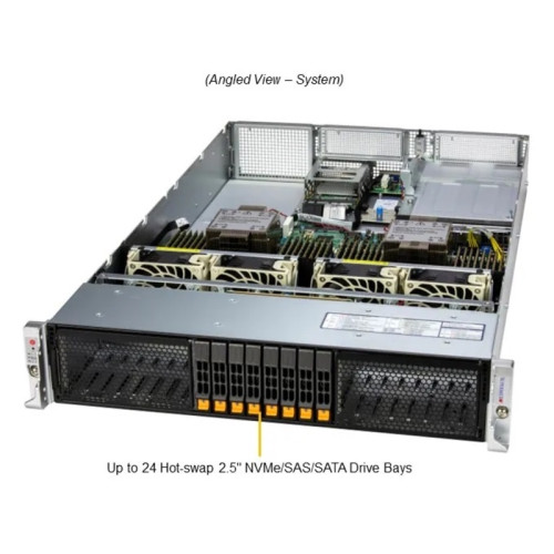 Серверная платформа/ Supermicro Server SYS-222H-TN 2U (2x LGA4677 / 32x DDR5 RDIMM / 8x Hs 2.5